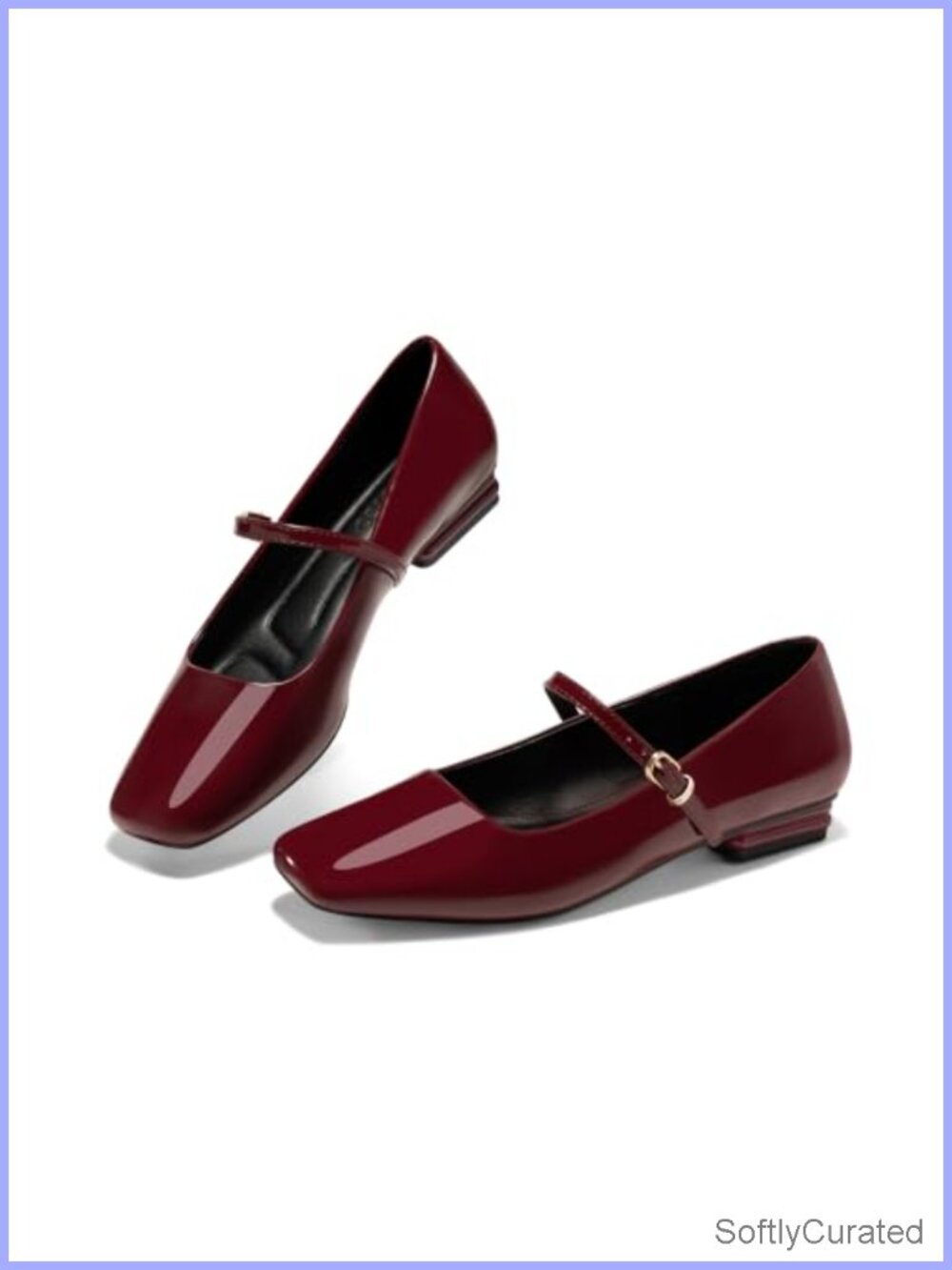 Mary Jane Flats Closed Square Toe Ballet Flat Slip On Dressy Comfortable Shoes